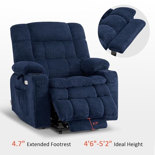 MCombo Dual Motor Power Lift Recliner Chair with Massage and Heat for Elderly People, Infinite Position, USB Ports, Cup Holders, Fabric 7890 (Medium-Regular, Burgundy)