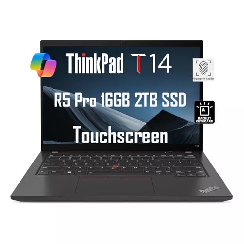 Lenovo ThinkPad T14 Business Laptop (14" FHD+ Touchscreen, AMD Ryzen 5 PRO 6650U, 16GB RAM, 1TB SSD, 6-Core (Beat i7-1250U)), Backlit, Fingerprint, 1080p Webcam, Wi-Fi 6E, Win 11 Pro w / AI Copilot