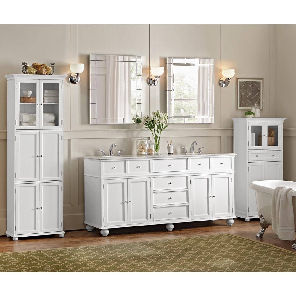 Home Decorators Collection Bathroom Linen Cabinet Drawer Storage Shelves White