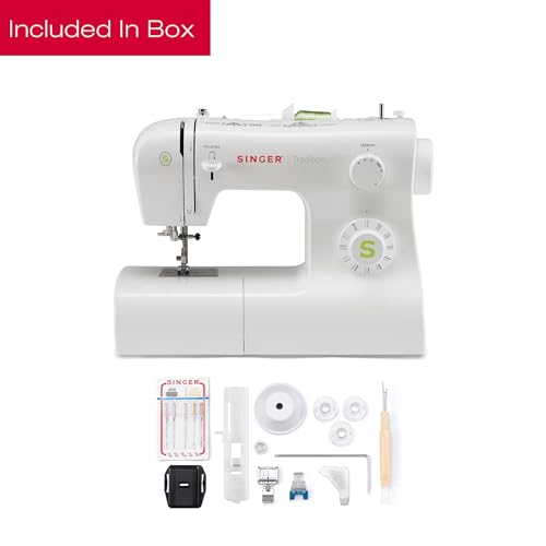 SINGER Tradition 2277 Sewing Machine with Automatic Needle Threader | 97 Stitch Applications, 1-Step Buttonhole, Adjustable Stitch Length & Width & Heavy-Duty Metal Frame (White)