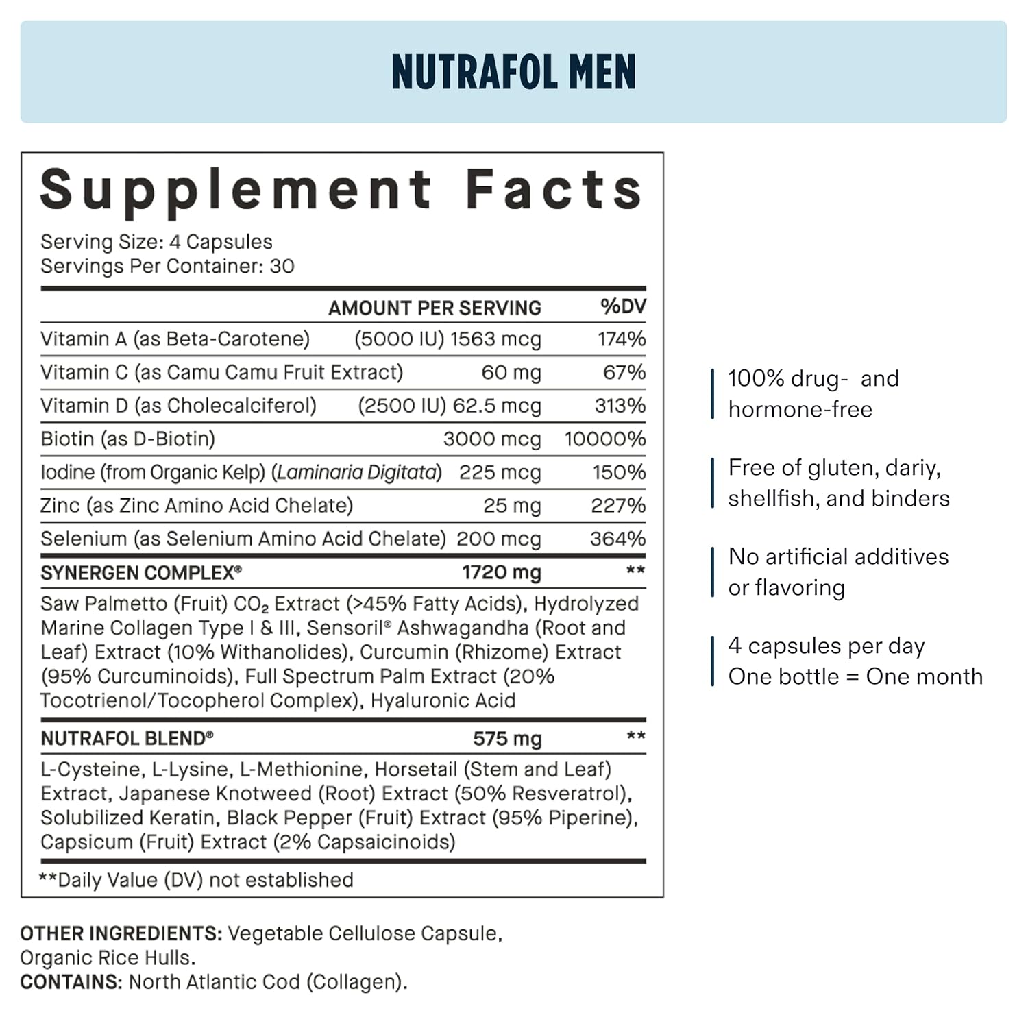 Nutrafol Men's Hair Growth Supplement, Clinically Proven for Thicker-Looking, Stronger-Feeling Hair and More Scalp Coverage (2-Month Supply)