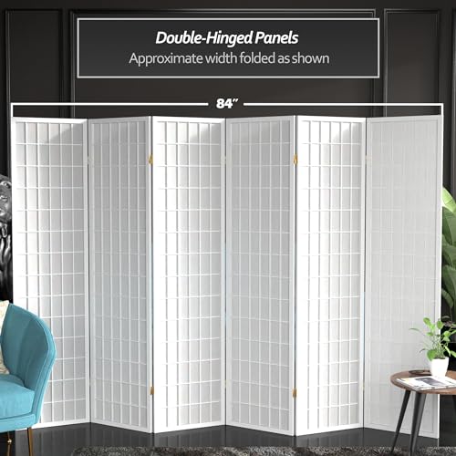 Red Lantern 6 ft. Tall Window Pane Shoji Screen-Natural-4 Panels Room Divider