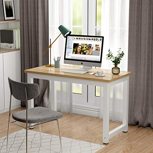Tribesigns Modern Computer Desk, 63 x 31.5 inch Large Executive Office Desk Computer Table Study Writing Desk Workstation for Home Office, Spliced Desktop, White