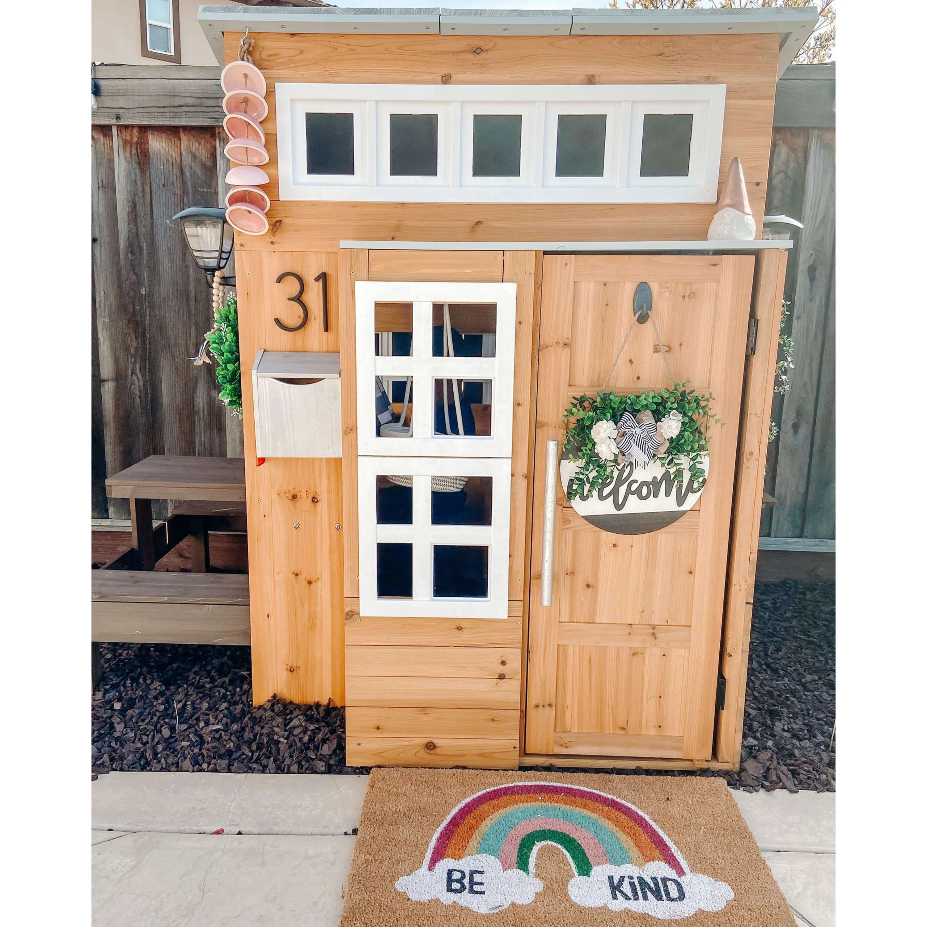KidKraft Modern Outdoor Wooden Playhouse with Picnic Table
