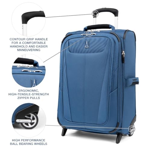 Travelpro Maxlite 5 Softside Expandable Upright 2 Wheel Carry on Luggage, Lightweight Suitcase, Men and Women, Burgundy, Carry On 22-Inch