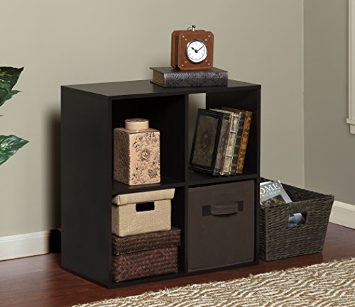 OneSpace 4-Cube Shelf Organizer, Cube Bookcase for Home or Office, Black