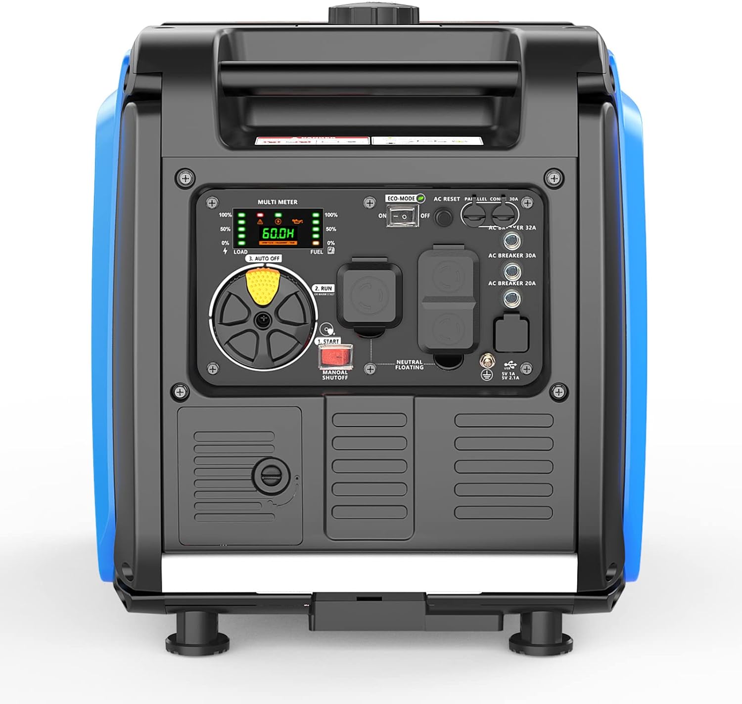 Hudson Motors 4500-Watt Super Quiet Portable Inverter Generator,with Electric Start & Fuel Shut Off & Eco-Mode Feature,EPA &CARB Compliant,Gas Powered Generators for Backup Home Use & Camping