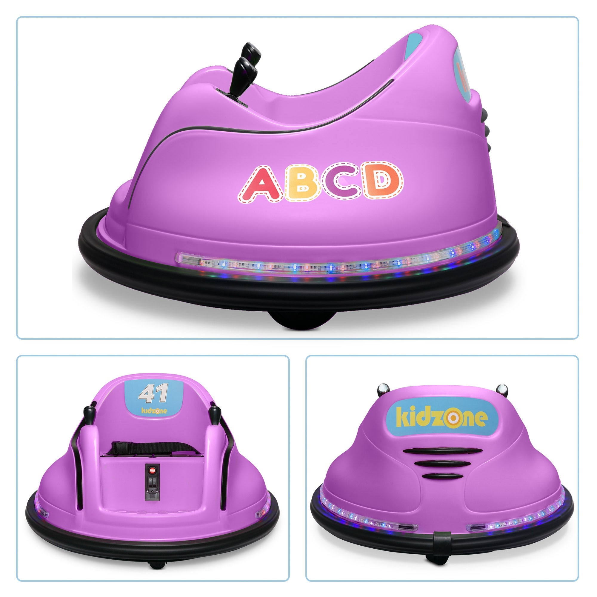 Kidzone 12V 2 Speed Bluetooth Music Kids Toy Electric Ride on Bumper Car 360 Spin Battle Vehicle with Remote Control, DIY Race#0