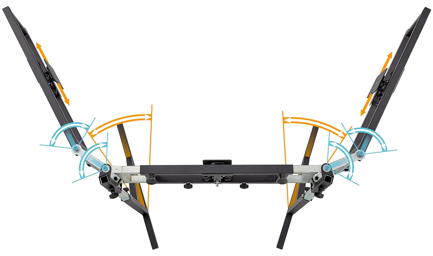 SimFab Triple Monitor Floor Stand for Racing and Flight Simulators Model LD | Up to 100x100mm VESA Mount or M4/M5 Hardware (Triple Monitor Stand, Light Duty Mount Brackets)