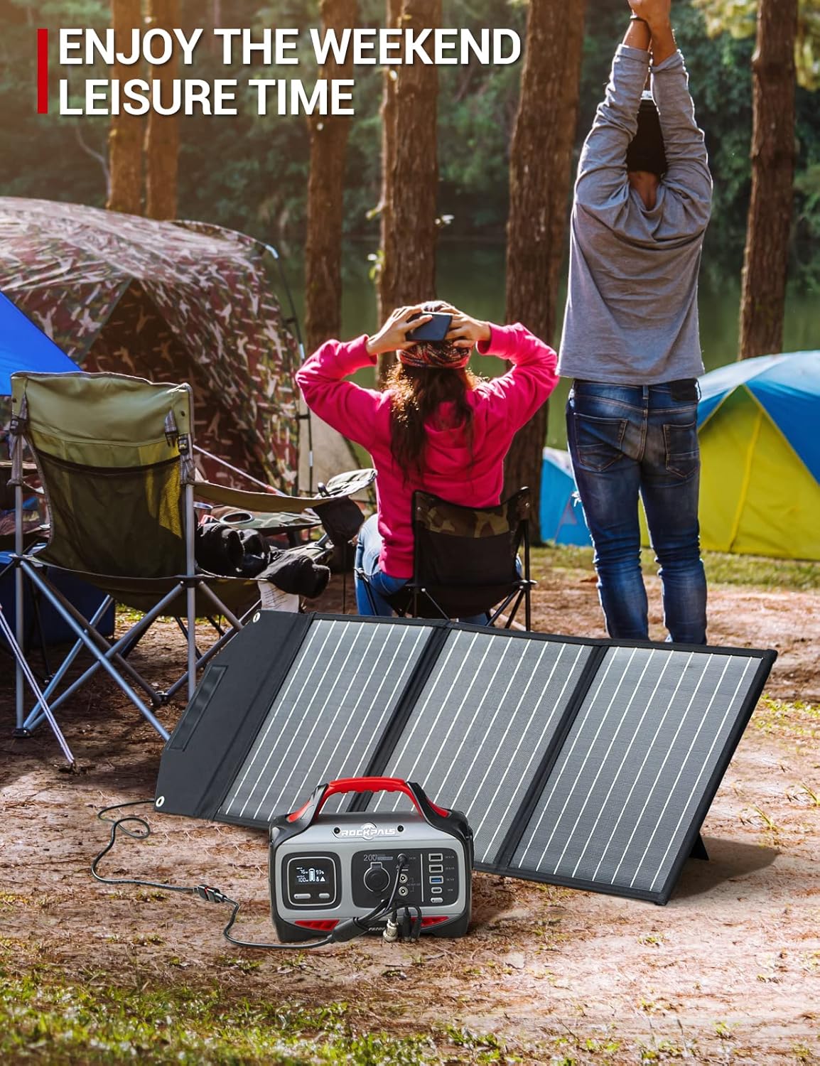 ROCKPALS Portable Power Station 200W, 224Wh Solar Generator with 110V/200W Pure Sine Wave AC Outlet, USB-C PD Input/Output, 62400mAh CPAP Lithium Battery Pack for Camping Travel Hunting Emergency