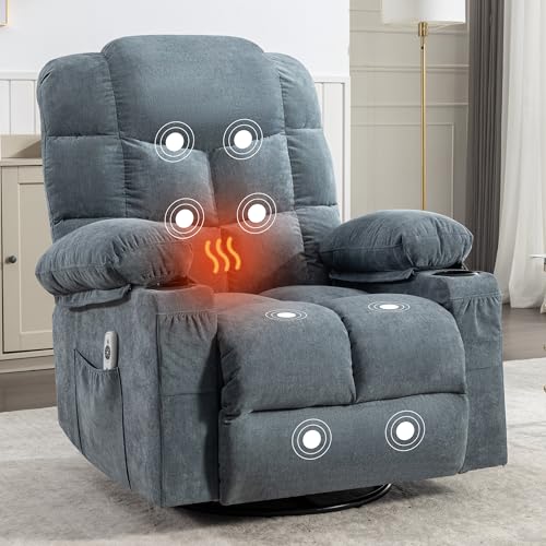 Recliner Chair Electric Recliner Chairs Home Theater Seating with Lumbar Support Glider Recliner Nursery Chair with Cup Holders Fabric Massage Chair Recliner with Heat (Brown)