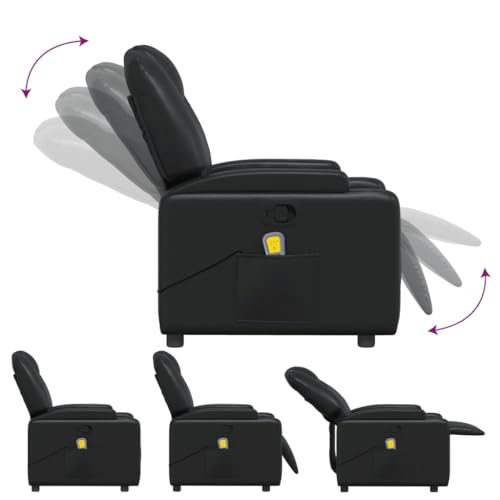 Massage Recliner Chair Black Faux Leather,6Point Vibration Massage Recliner Chair with Faux Leather Upholstery for Ultimate Comfort Living Room Armchairs, Recliners & Sleeper Chairs