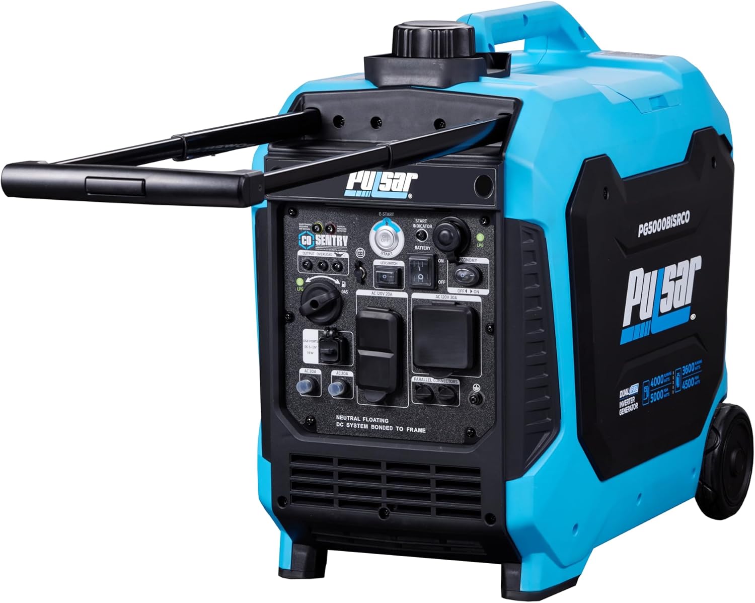 Pulsar PG5000BiSRCO Dual Fuel 30A RV Ready Portable Inverter Generator with Remote Start, CARB Compliant