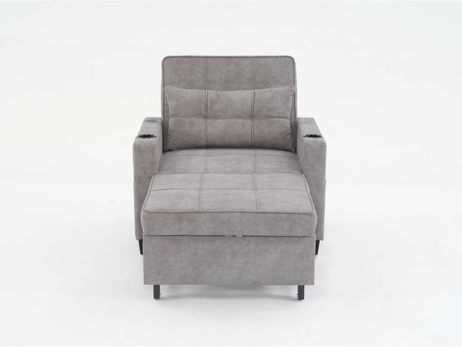 Futon Chair Bed Convertible Chair 3-in-1 Pull Out Sleeper Chair Beds with USB Ports,Wear-resistant and Anti-scratch, Armchair Bed Sleeper for Living Room (Light Grey Scratch Cloth)