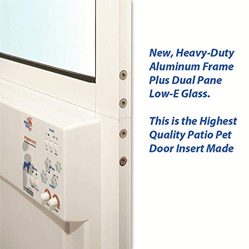 Power Pet Electronic Dog Door - High Tech Pet Electronic Pet Doors - Fully Automatic Sliding e-Glass Electronic Dog Doors - Large Pets up to 100 lbs - Tall 92-3/4 - 96 Patio Doors - PX2-SEGT