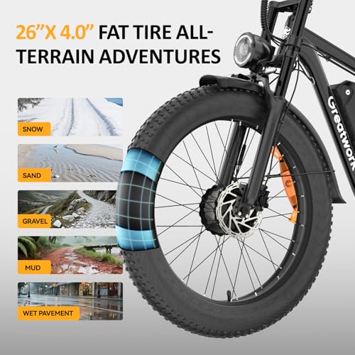 Dual Motor Electric Bike for Adults, 52V 4000/5000W Peak Motor, 40/45MPH, 1300Wh Battery, Up to 100 Miles Range, 26" x 4.0 Fat Tire Ebike with 7-Speed, Suspension, Turn Signals and Dual Disc Brakes