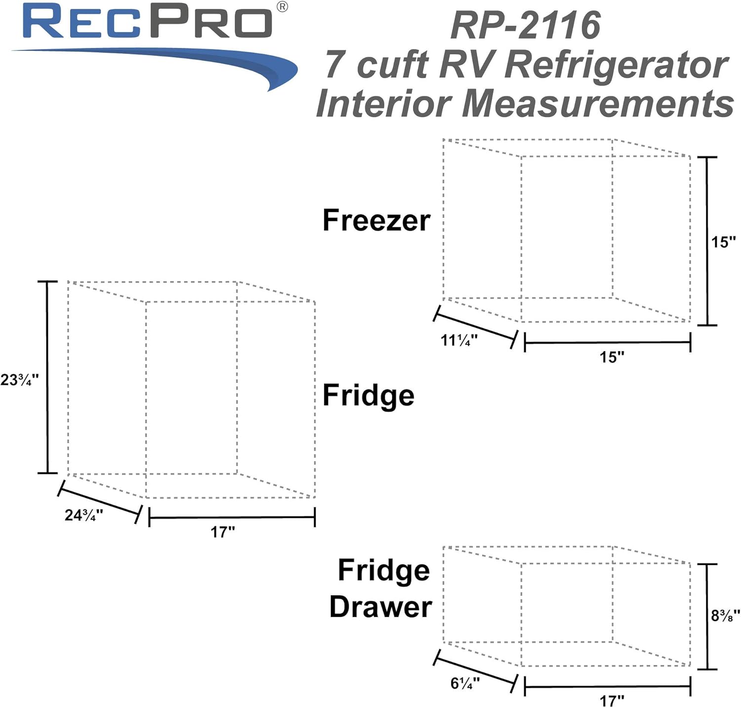 RecPro RV Refrigerator Stainless Steel | 7 Cubic Feet | 12-Volt | Camper Refrigerator | Low Wattage