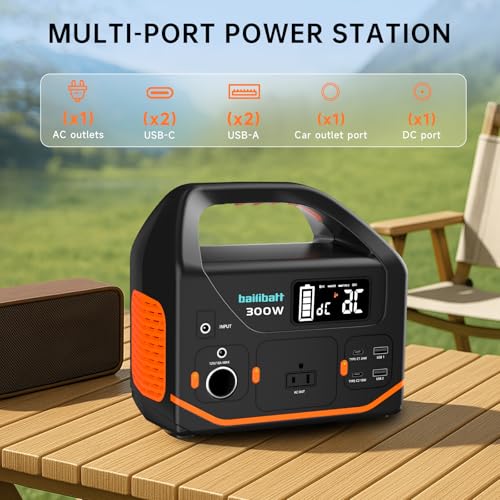Portable Power Station, 300W Power Generator 266wh Camping Lithium Battery, Power Station for Home Use, Outdoor, Emergency Backup with 120V Pure Sine Wave AC Outlet