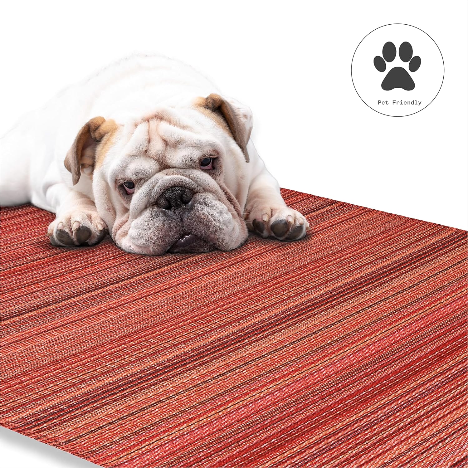 Fab Habitat Outdoor Rug - Waterproof, Fade Resistant, Crease-Free - Premium Recycled Plastic - Striped - Large Patio, Deck, Sunroom, Camping, RV - Cancun - Sunset - 6 x 9 ft
