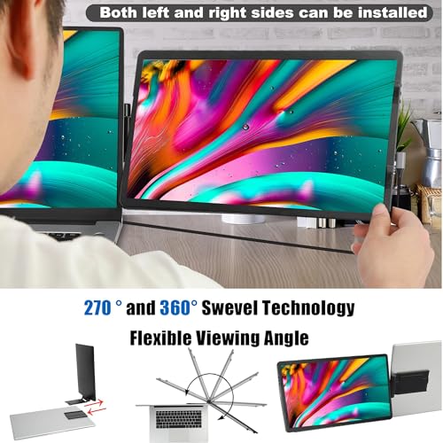 14inch Laptop Screen Extender - 360° Rotatable Attachable Portable Monitor for Laptop TFT USB Laptop Dual Screen, Plug and Play for Mac, PC, & Chrome