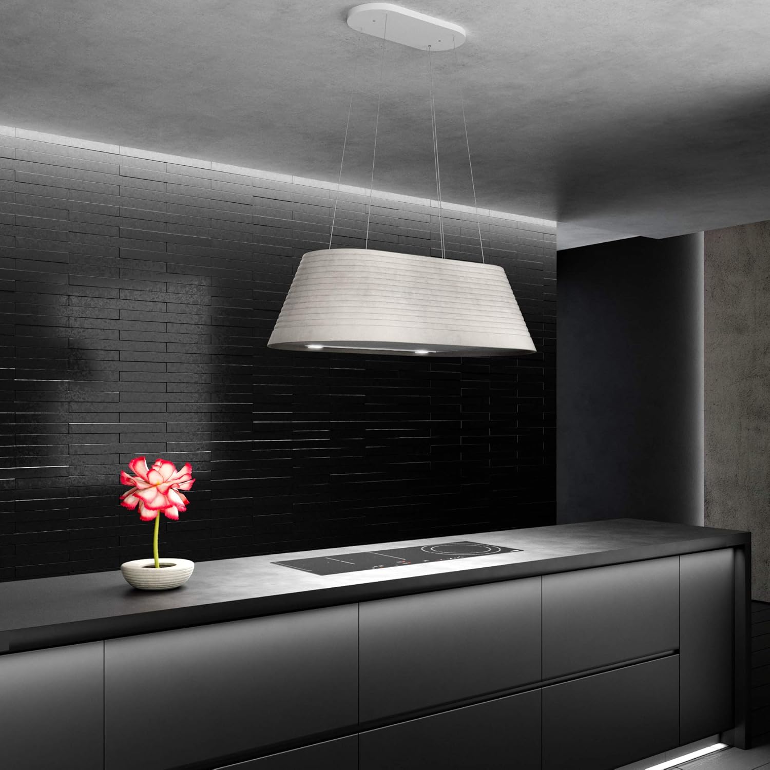 Futuro Futuro Monolith 40 Inch Island-mount DUCTLESS ONLY Kitchen Range Hood Unique Modern Design Range Hood - LED, Ultra-Quiet with Blower