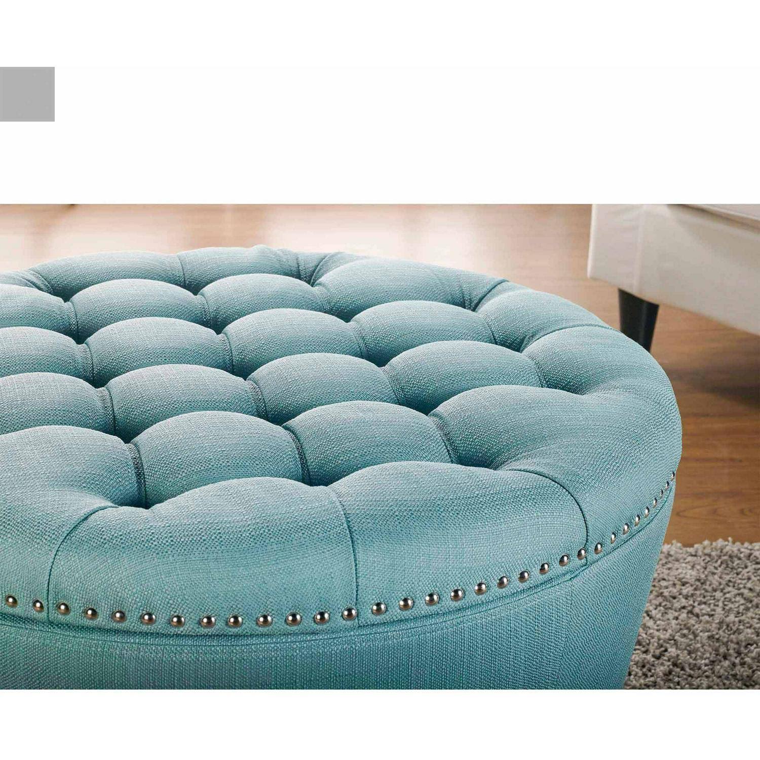 Better Homes and Gardens Round Tufted Storage Ottoman with Nailheads,
