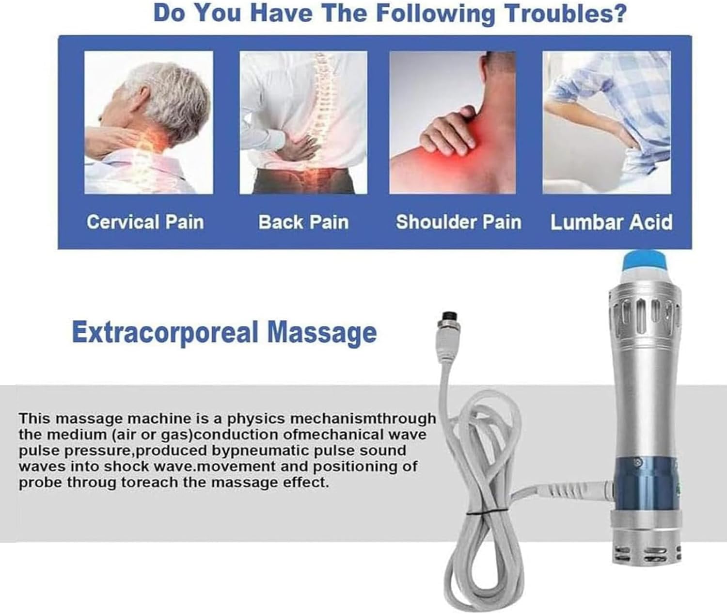 Shockwave Therapy Machine,with 7 Massage Heads, Shock Wave Machine,for Body Muscle Massager,Machine for Joint and Muscle Pain Relief,Painless