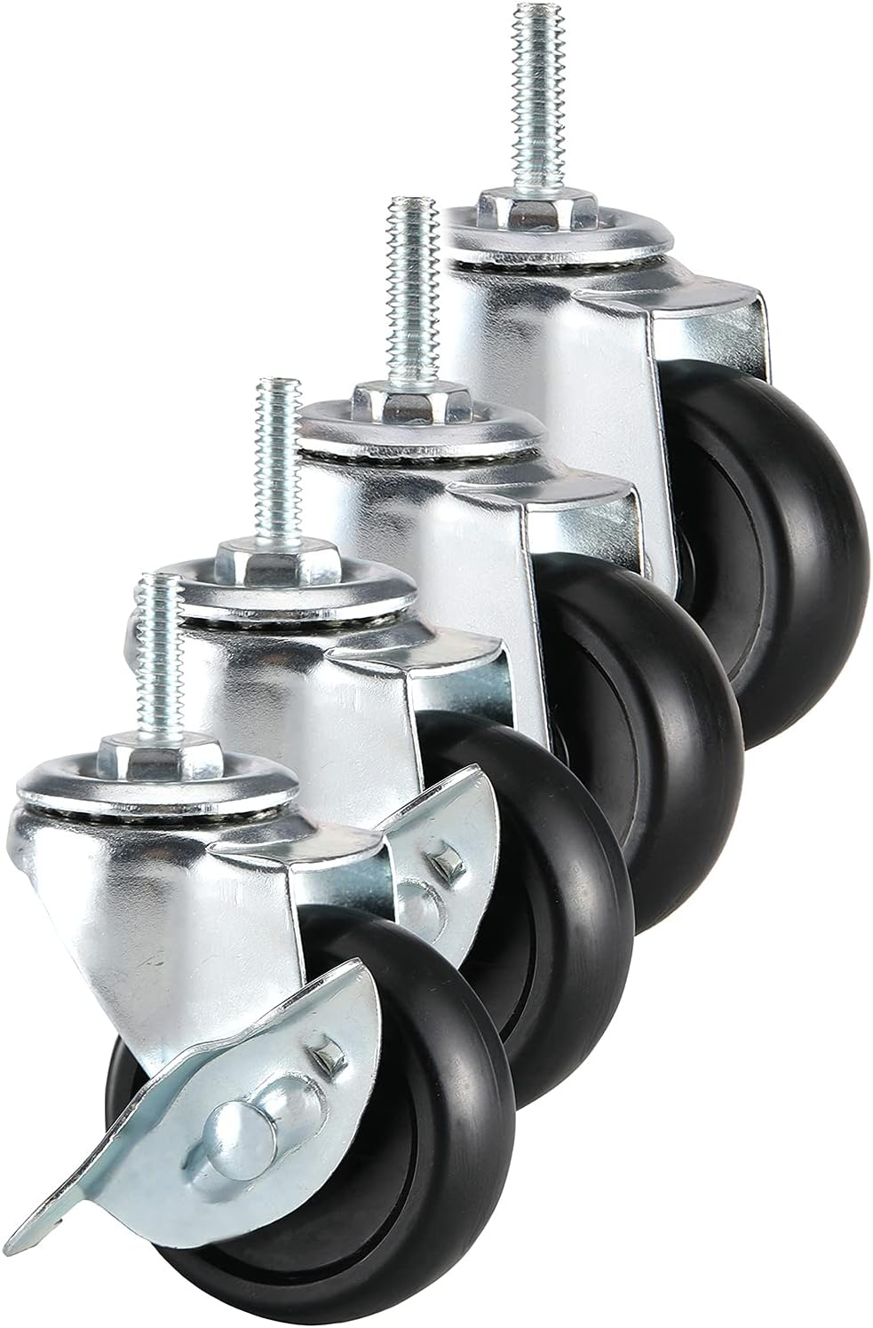 NW Wire Shelving Casters,2 Diameter,Set of 4,Caster Roller Wheels for Shelving Unit,Wire Shelf Wheels,Wire Rack Wheels Industrial, Black,Heavy Duty