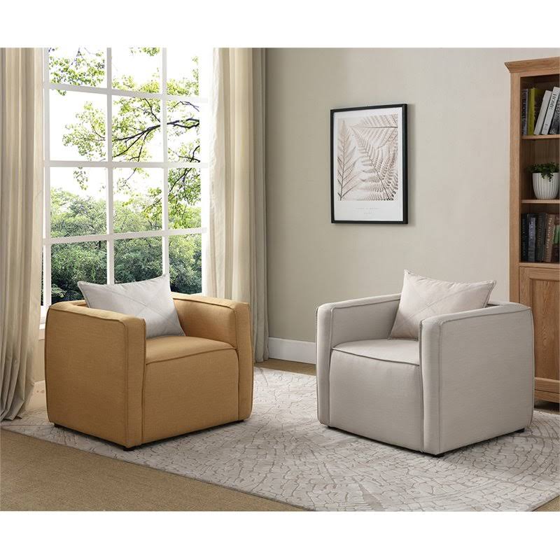 Furniture of America Charlie Modern Fabric Accent Chair in Yellow