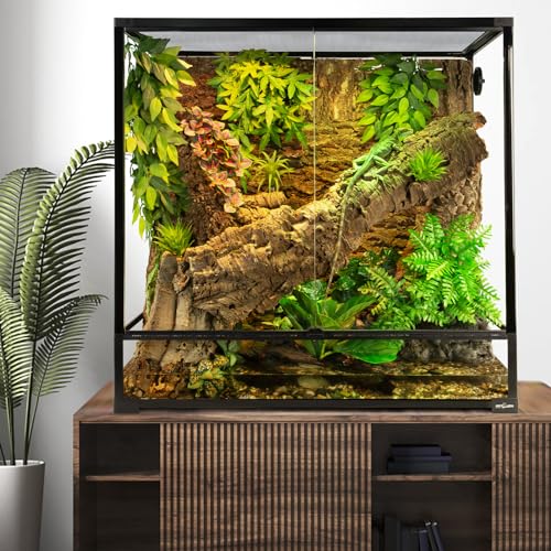 REPTI ZOO 100 Gallon Extra Tall Large Reptile Tank, 36x18x36 Vertical Reptile Terrarium with Mesh for Chameleon Arboreal Lizard Frog, Water-Land Turtle Tortoise Aqua Tank with Drainage Pipe