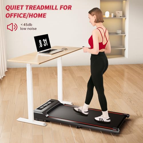 RHYTHM FUN Walking Pad Under Desk Treadmill, Walking Pad Treadmill 300 LB Capacity with Remote Control, Portable Treadmill for Office/Home Lightweight, Mini Treadmill with 3 Window LED Display
