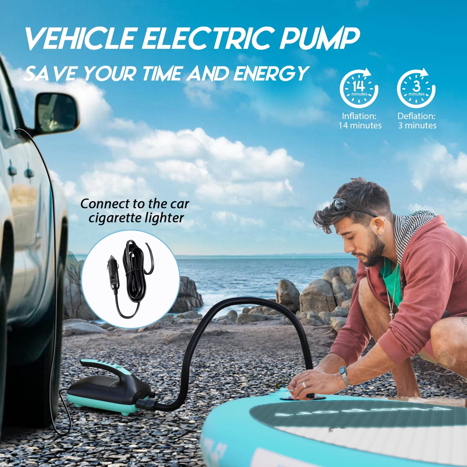 Fbsport Inflatable Elextric Paddle Board, Stand UP Paddleboard 11' Length with Electric Pump SUP Accessories