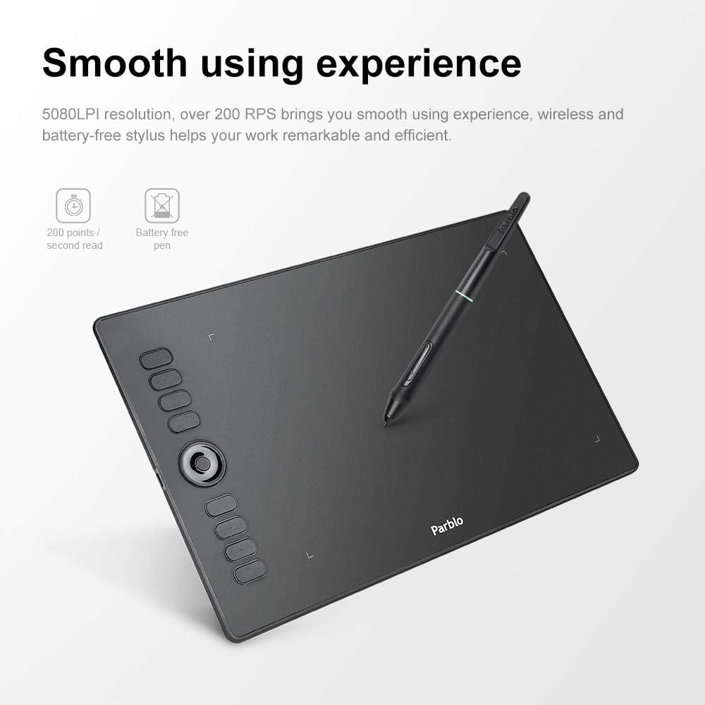 Parblo Graphics Drawing Tablet, 8192 Levels Battery-Free Stylus Art DrawingTablet with 8 Express Keys, Compatible with Chromebook and Android( A610 PRO) Pack of 2