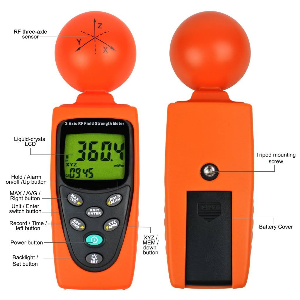 Digital 3 Axis EMF RF Radiation Electrosmog Meter