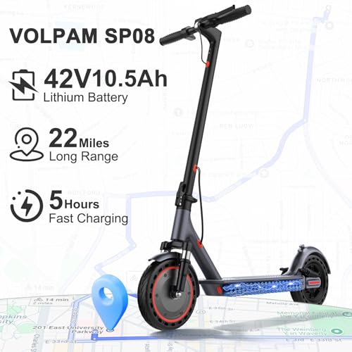VOLPAM Electric Scooter, 350W/500W, 8.5/10 Tires, 12/21/28 Miles Range, 16/19/22Mph, Folding E-Scooter with Dual Braking