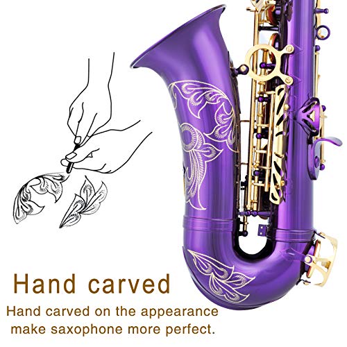 EASTROCK Black/Golden Alto Saxophone E Flat Sax Full Kit for Students Beginner with Carrying Case,Mouthpiece,Mouthpiece Cushion Pads,Cleaning Cloth&Cleaning Rod,White Gloves,Neck Strap