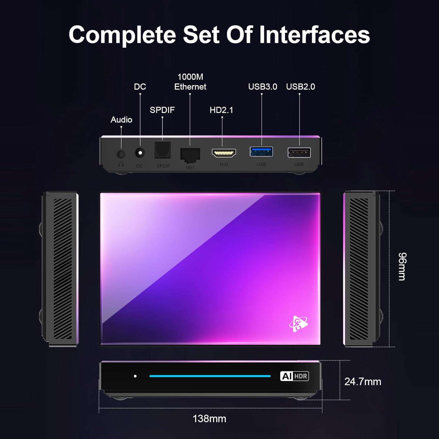 H96 MAX M9 AOSP Android TV Box 2024 8GB RAM 128GB ROM Android 14 TV Box RK3576 Octa-core WIFI6 2.4G/5G with 1000M Ethernet BT5.4 Buit-in AI NPU 6TOPS Support H.265 8K AV1 HDR Smart TV Box