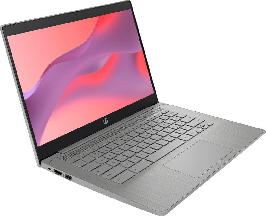 HP Chromebook Thin Laptop Student Business 2024, 14" HD Display, Quad-Core Intel Celeron N4120 Processor, 4GB RAM, 64GB eMMC, HD Webcam, WiFi, Long Battery, Chrome OS +HubxcelAccessory Gray