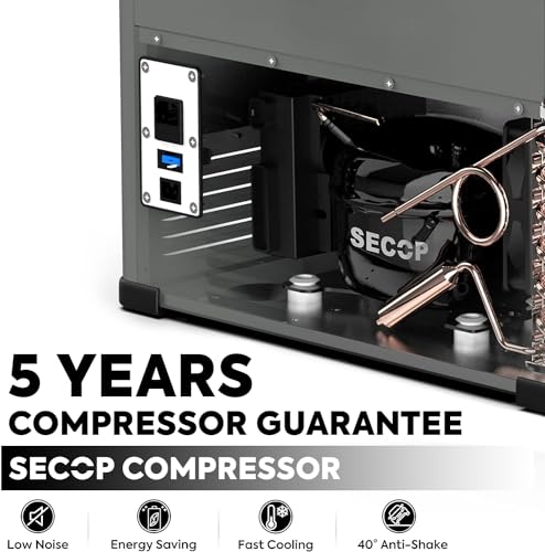 ICECO VL60 12V Car Refrigerator, 63Qt Dual Zone Portable Freezer Powered by SECOP, 0°-50°F, 12/24V DC & 110-240V AC, Compressor Electric Cooler Compact Freezer for Outdoor&Home Use, with slide