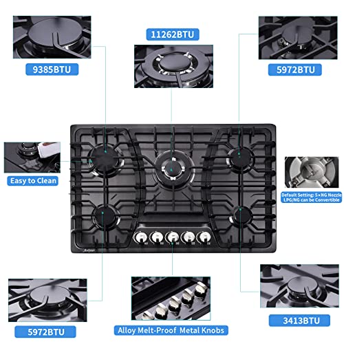 Anlyter 30 Inch Gas Cooktop Gas Stovetop