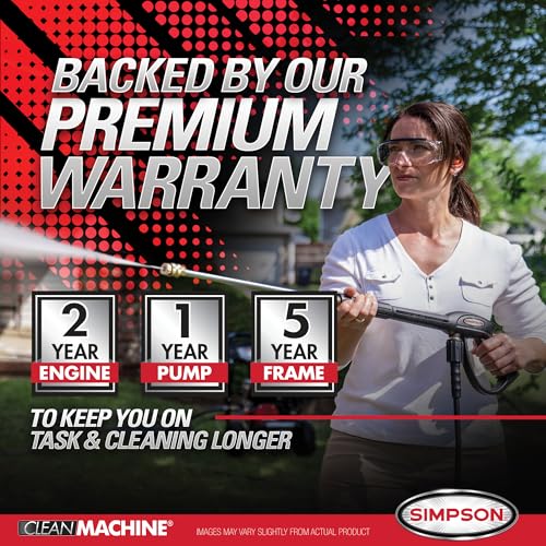 Simpson Cleaning 3400 PSI Gas Pressure Washer, 2.5 GPM Power Washer for Residential Use, CRX Engine, 25-Foot MorFlex Hose, Clean Machine, 49-State (CM61083)