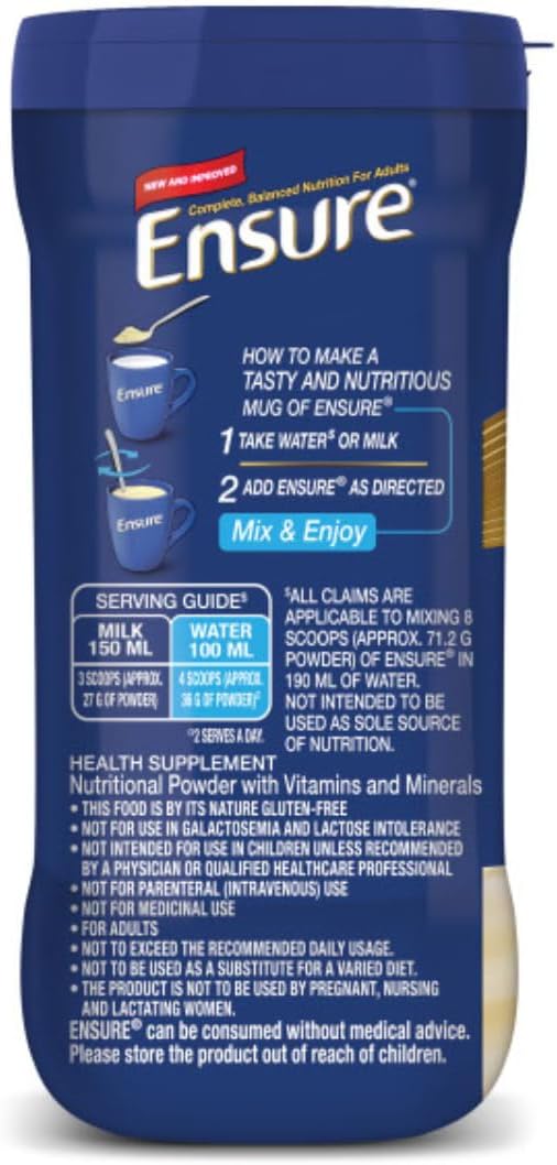 Ensure-Powder Complete Balanced Nutrition Vanilla Flavor 400gm Jar 10 Count