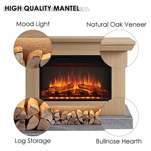 LegendFlame® Camille Electric Fireplace with 39.5" Mantel Surround and Jaden 27" Insert, Cream White Finish