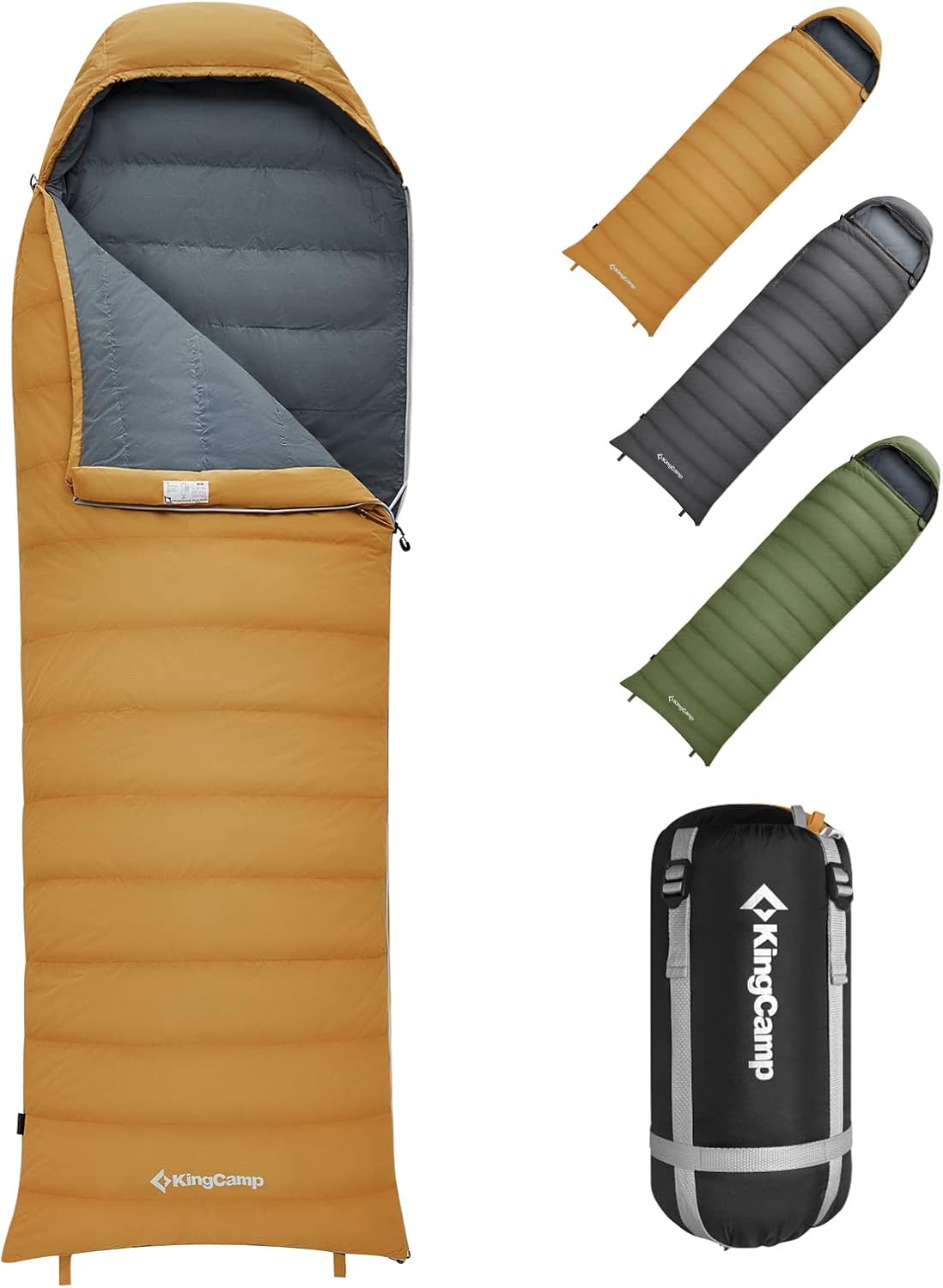 Kingcamp Down Sleeping Bag 650 Fill Power Ultralight Compact Portable 0 Degree Sleeping Bags for Adults Cold Weather Backpacking Camping Hiking Traveling with Compression Sack