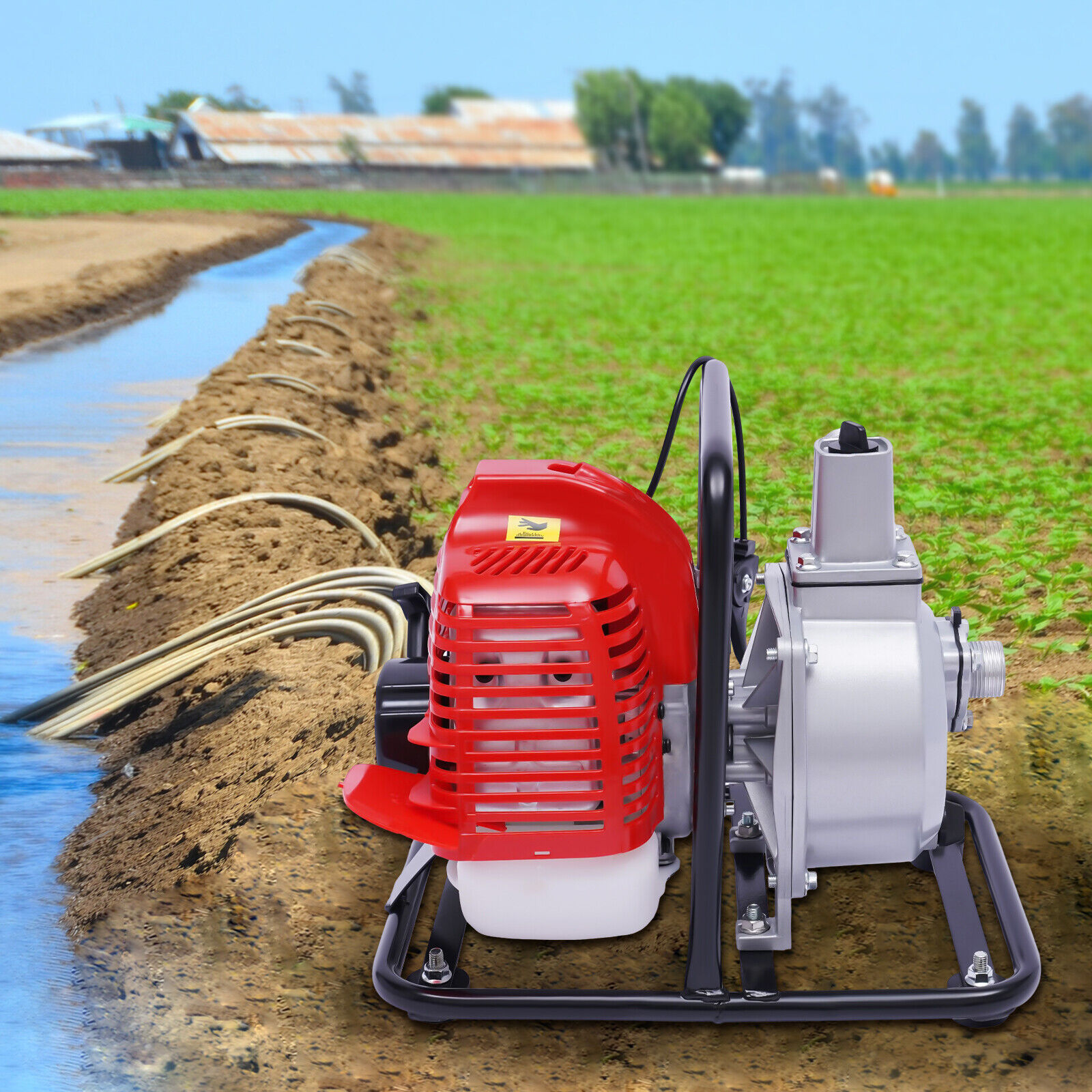 Oukaning Portable 43CC Gas Powered Water Pump Flood Irrigation 2.0 HP Water Transfer Pump