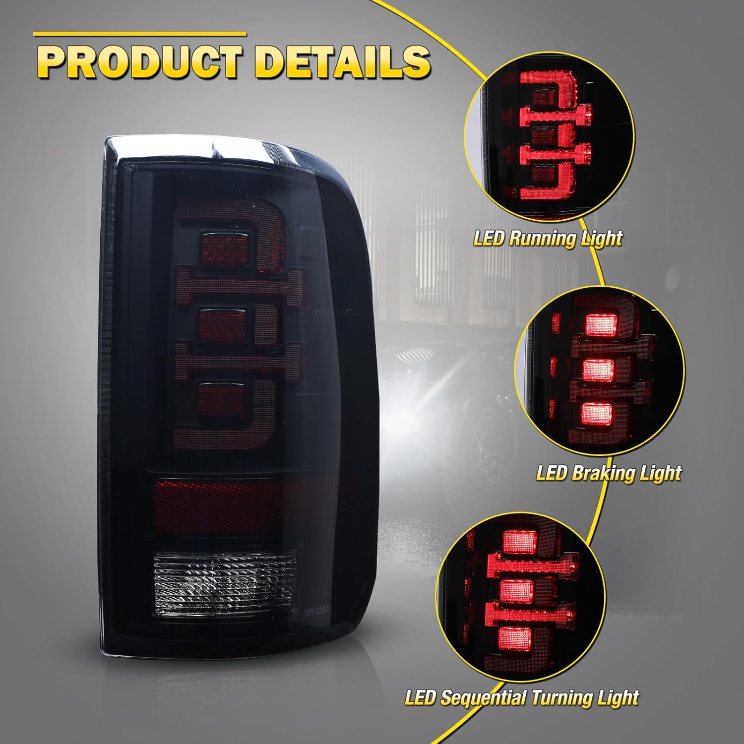 AUTOWIKI LED Taillights for 2004-2008 Ford F-150 Styleside Model, Rear Lights with Sequential Turning Light fit for 04-08 Ford F150 Styleside Tail Lamps Assembly Brake Light Black Smoke Lens 1 Pair