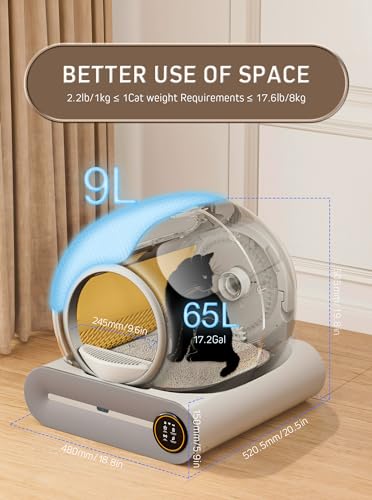 (2024) DuckSky Self Cleaning Cat Litter Box, 65L+9L Extra Large Automatic Litter Box for Multiple Cats, Features negative ion Sterilization and Deodorization, APP Control, and Health Monitor.(White)