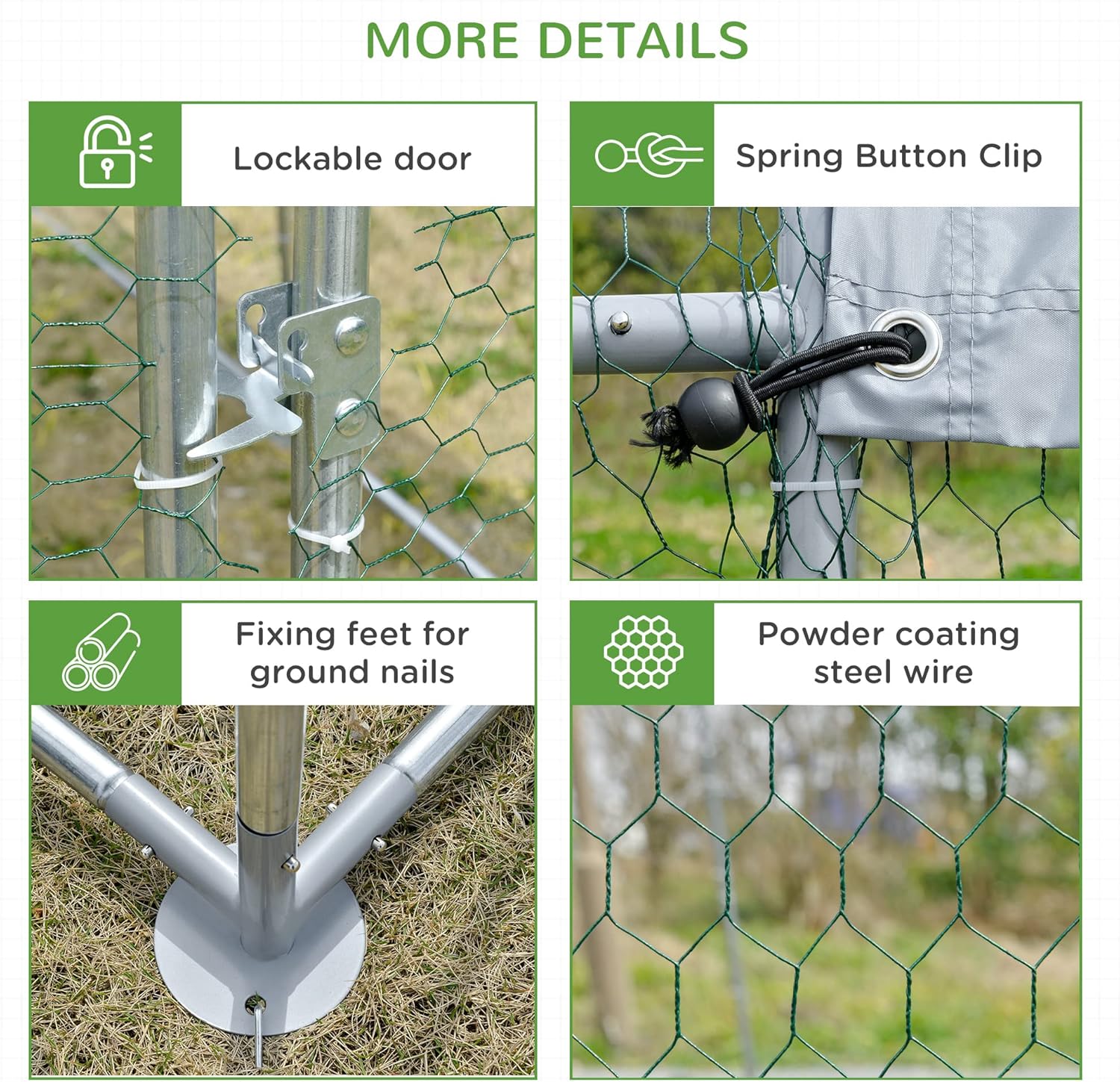 PawHut Chicken Run Large Metal Chicken Coop with Waterproof and Anti-UV Cover, Dome Shaped Walk-in Fence Cage Hen House for Outdoor and Yard Farm Use, 1" Tube Diameter, 9.2' x 24.9' x 6.5'