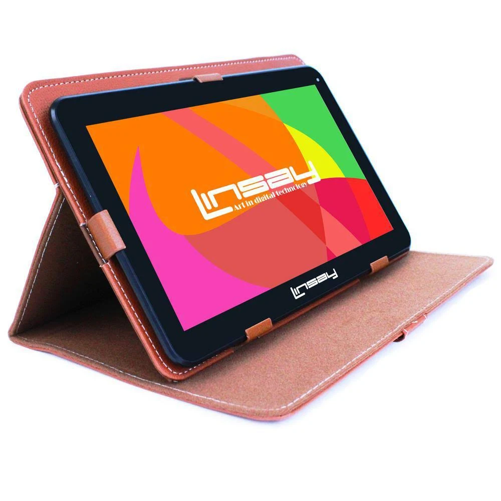 Linsay 10.1-in Wi-Fi Only Android 10 Tablet with Accessories and Case Included | F10XHDBCLBROWN