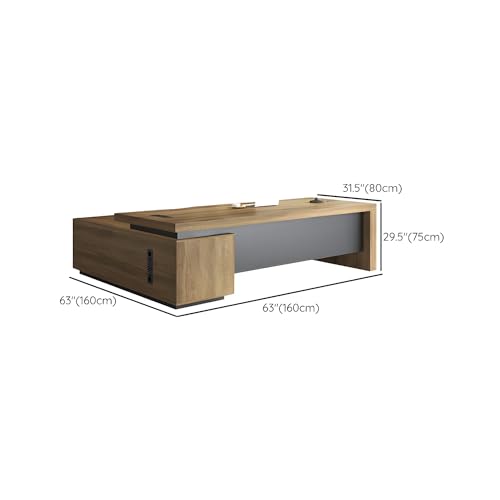 Rustic L Shape Executive Desk for Office, Farmhouse L shaped Wood Office Desk, Engineered Wood Working Table Computer Desk for Home Office - 63" L x 31.5" W x 29.5" H
